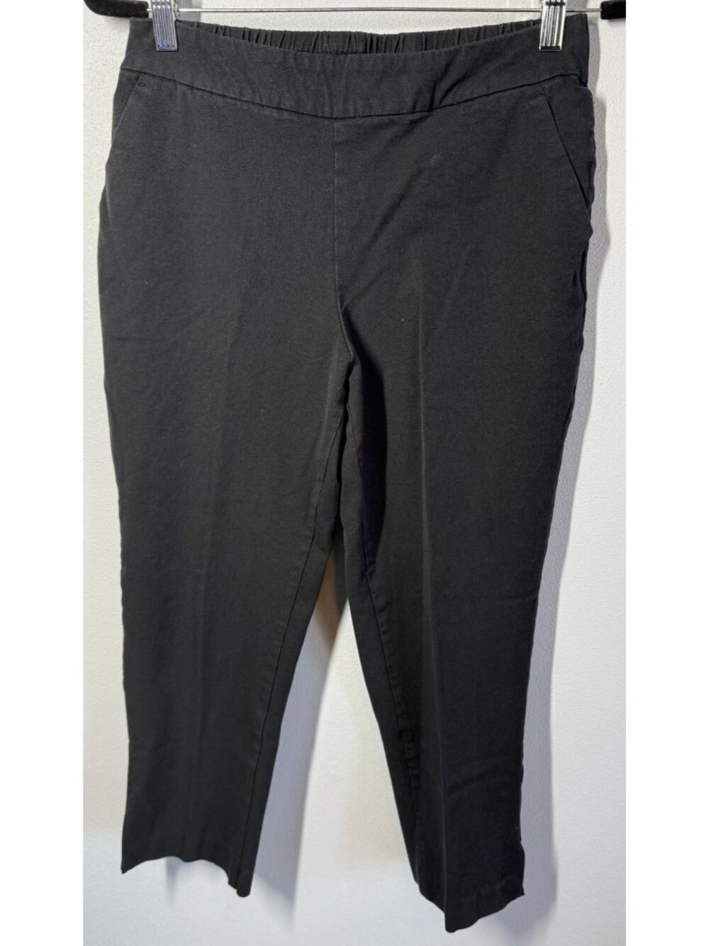 Isaac Mizrahi Womens 8P Black Pull On Ankle Pants Stretch‎ Slim Pockets Casual